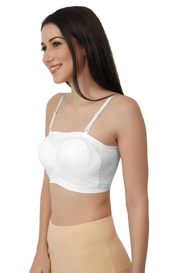 White_Luxetouch_Wirefree_Padded_Bandeau_(Tube)_Bra_With_Detachable_Straps_-_Nylon_Elastane_Blend_For_Ultimate_Comfort_(Designed_In_Europe)_For_Women