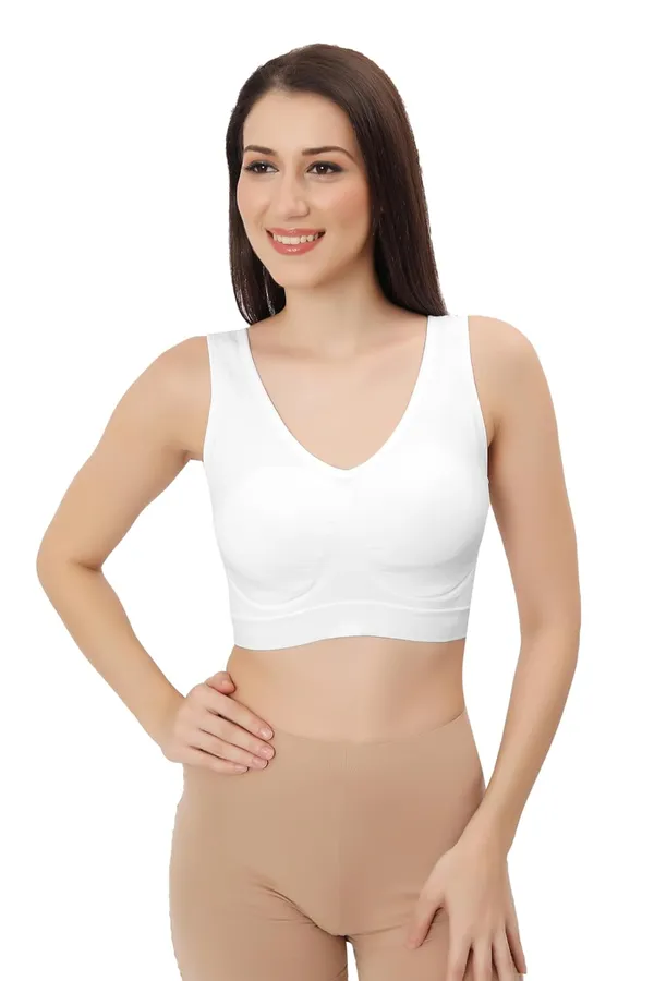 White_Ultimate_Comfort_Seamless_Bra_|_Sports_&_Yoga_Breathable_Bra_|_Everyday_Comfort_|_Removable_Pads_For_Women