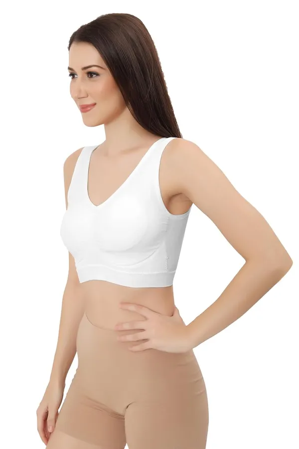 White_Ultimate_Comfort_Seamless_Bra_|_Sports_&_Yoga_Breathable_Bra_|_Everyday_Comfort_|_Removable_Pads_For_Women