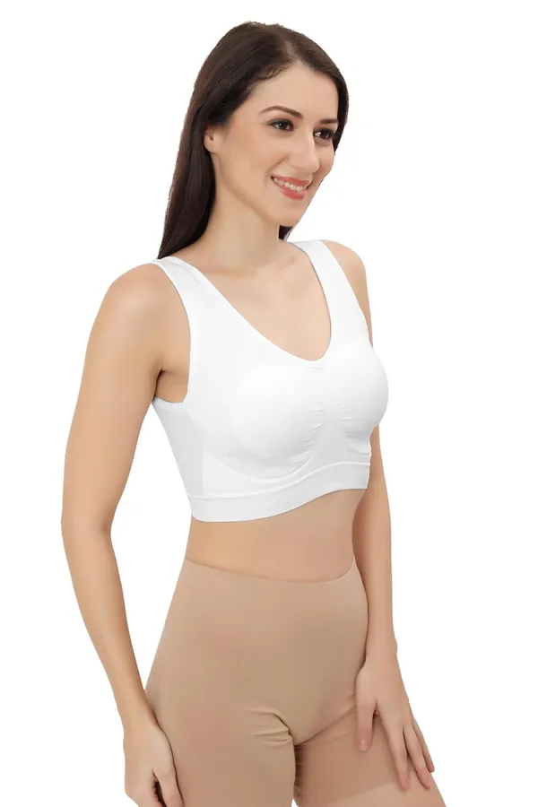 White_Ultimate_Comfort_Seamless_Bra_|_Sports_&_Yoga_Breathable_Bra_|_Everyday_Comfort_|_Removable_Pads_For_Women
