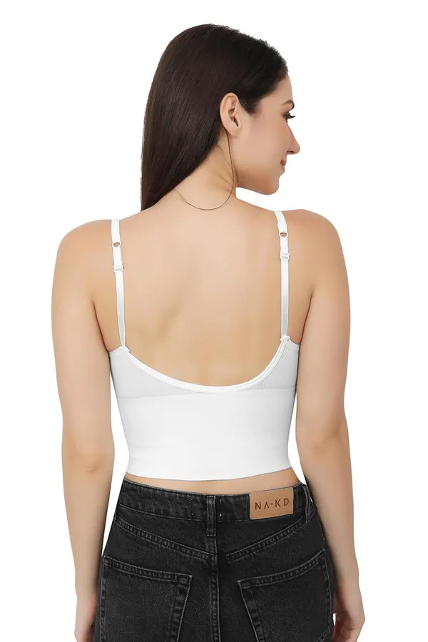 White_Strappy_Stretch_Sports_Bra_Longline_Yoga_Tank_Top_Fitness_Bra_Workout_Camisole_Crop_Tops__For_Women