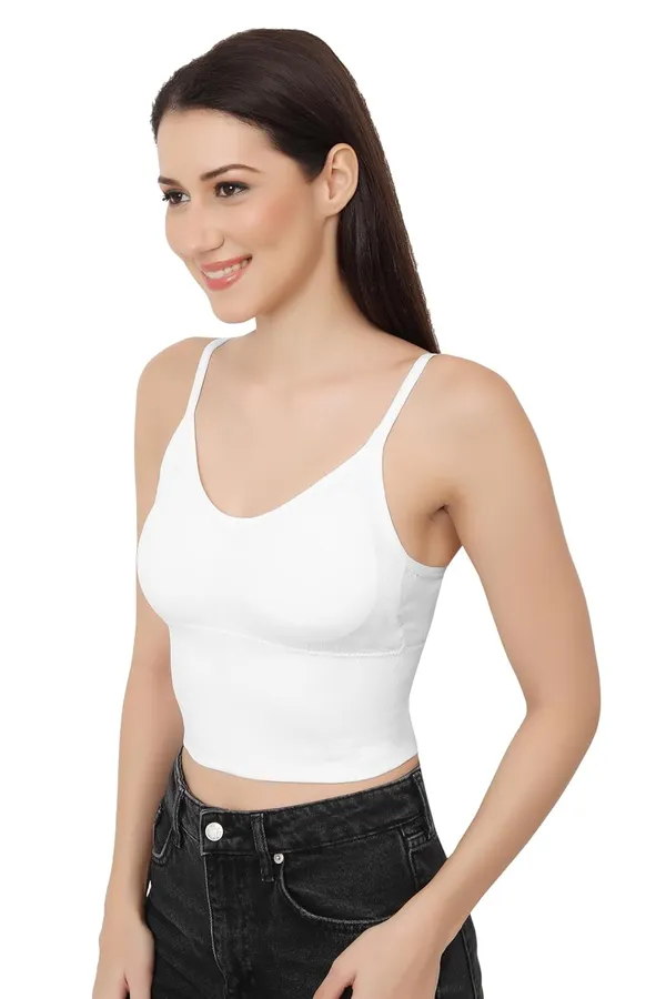 White_Strappy_Stretch_Sports_Bra_Longline_Yoga_Tank_Top_Fitness_Bra_Workout_Camisole_Crop_Tops__For_Women