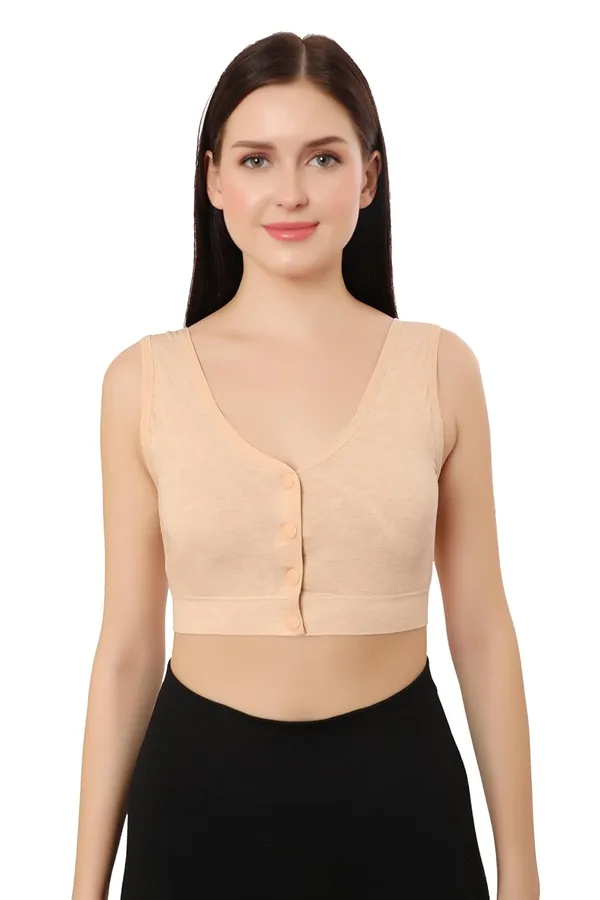 Beige_Plus_Size_Non-Padded_Front_Open_Bra_|_Everyday_Comfort_|__Cotton_Spandex_Fabric__For_Women