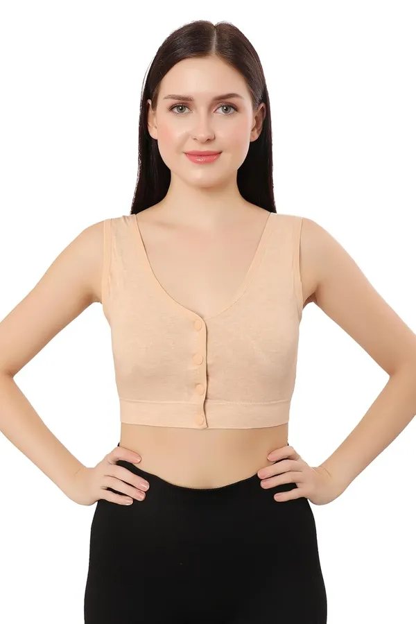 Beige_Plus_Size_Non-Padded_Front_Open_Bra_|_Everyday_Comfort_|__Cotton_Spandex_Fabric__For_Women
