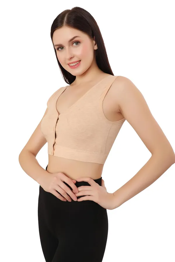 Beige_Plus_Size_Non-Padded_Front_Open_Bra_|_Everyday_Comfort_|__Cotton_Spandex_Fabric__For_Women