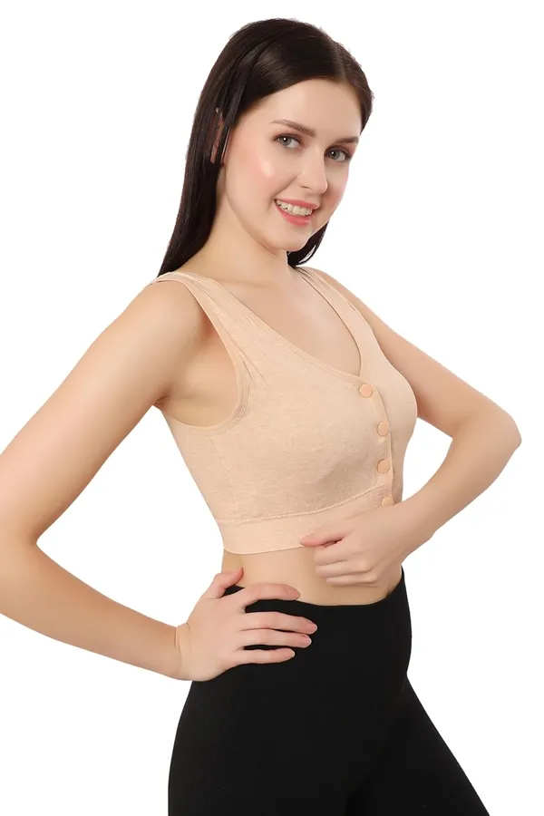 Beige_Plus_Size_Non-Padded_Front_Open_Bra_|_Everyday_Comfort_|__Cotton_Spandex_Fabric__For_Women