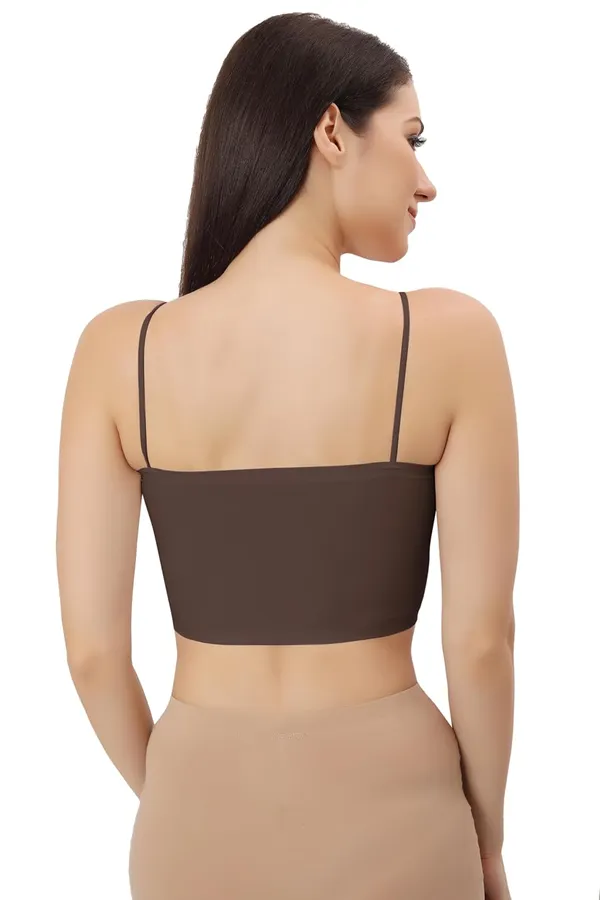 Brown_Ice_Silk_Comfort_Camisole_Versatile_Padded_Spaghetti_Strap_Top,_Seamless_Design_For_Women