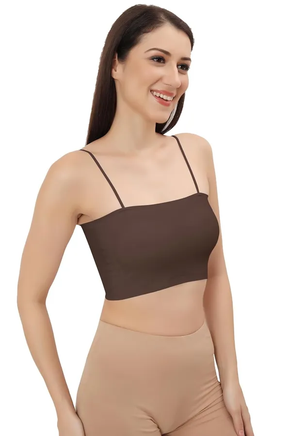 Brown_Ice_Silk_Comfort_Camisole_Versatile_Padded_Spaghetti_Strap_Top,_Seamless_Design_For_Women