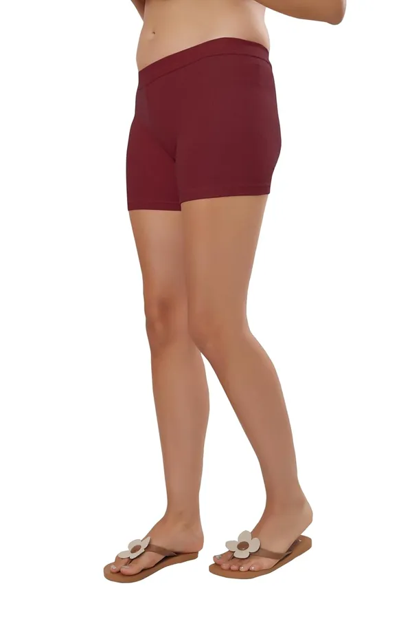 Maroon_Premium_Cotton-Blend_Hot_Shorts_|_Ideal_For_Everyday,_Cycling,_Yoga,_Dance,_&_Sports_|_Comfort-Fit_With_Wide_Waistband_&_4-Way_Stretch__For_Women