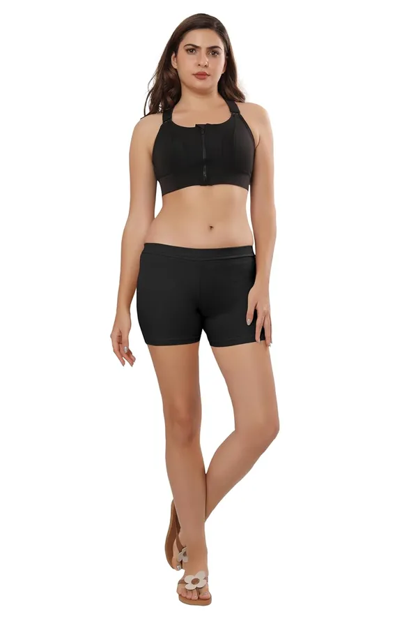 Black_Premium_Cotton-Blend_Hot_Shorts_|_Ideal_For_Everyday,_Cycling,_Yoga,_Dance,_&_Sports_|_Comfort-Fit_With_Wide_Waistband_&_4-Way_Stretch__For_Women