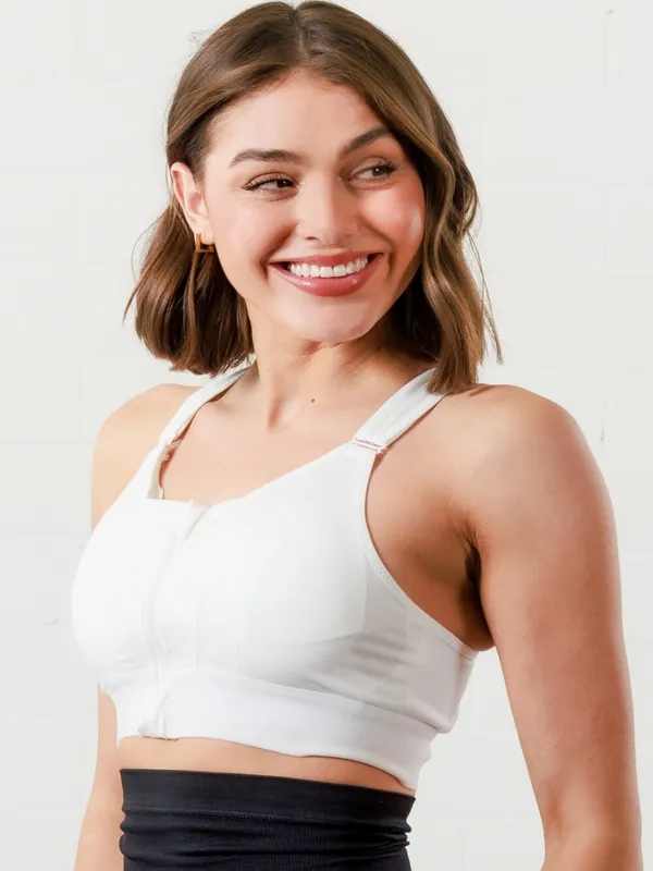 White_Padded_Front_Zip_High_Support_Racerback_Sports_Bra_For_With_Adjustable_Straps,_Moisture-Wicking_4-Way_Stretch_Fabric_For_Women