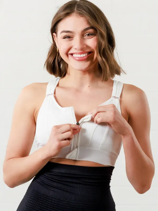White_Padded_Front_Zip_High_Support_Racerback_Sports_Bra_For_With_Adjustable_Straps,_Moisture-Wicking_4-Way_Stretch_Fabric_For_Women