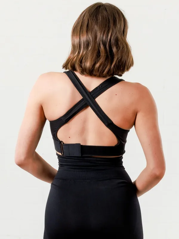 Black_Padded_Front_Zip_High_Support_Racerback_Sports_Bra_For_With_Adjustable_Straps,_Moisture-Wicking_4-Way_Stretch_Fabric_For_Women