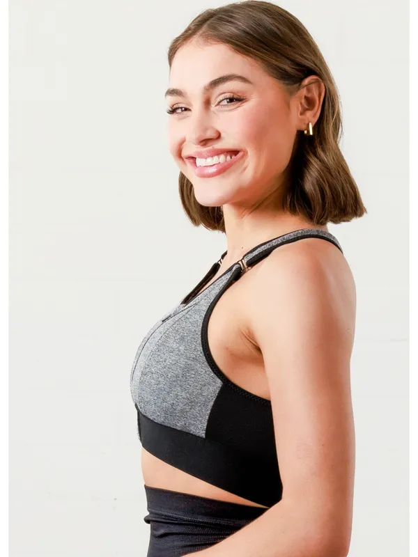 Grey_Padded_Front_Zip_High_Support_Racerback_Sports_Bra_For_With_Adjustable_Straps,_Moisture-Wicking_4-Way_Stretch_Fabric_For_Women