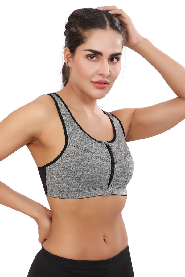 Grey_High_Support_Padded_Front_Zip_Racerback_Sports_Bra_With_Adjustable_Straps_For_Women