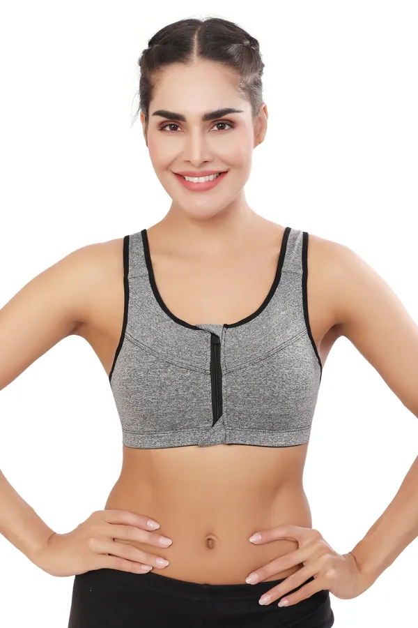 Grey_High_Support_Padded_Front_Zip_Racerback_Sports_Bra_With_Adjustable_Straps_For_Women