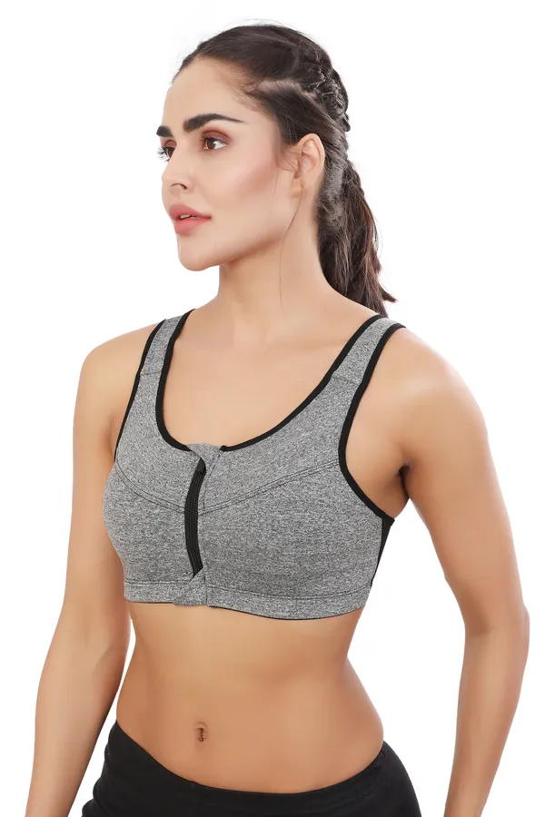 Grey_High_Support_Padded_Front_Zip_Racerback_Sports_Bra_With_Adjustable_Straps_For_Women