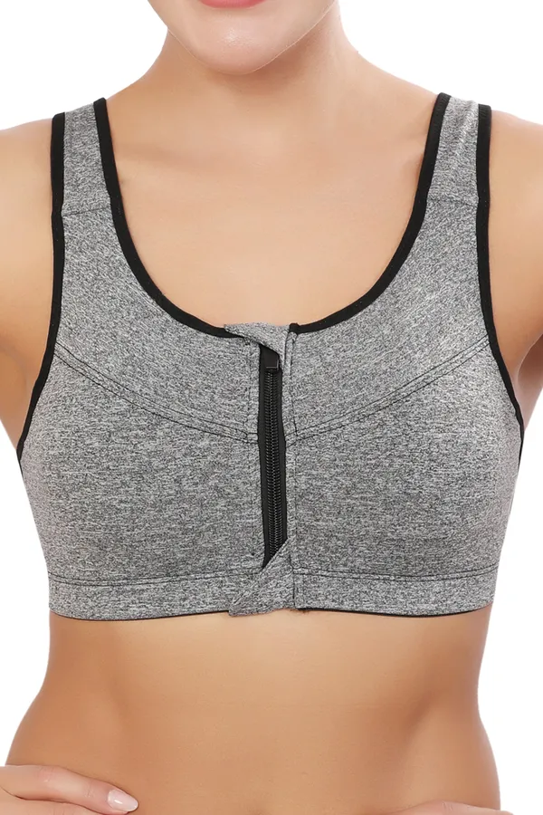 Grey_High_Support_Padded_Front_Zip_Racerback_Sports_Bra_With_Adjustable_Straps_For_Women