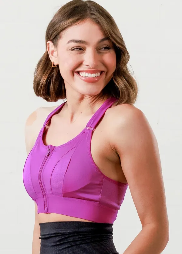 Magenta_Padded_Front_Zip_High_Support_Racerback_Sports_Bra_For_With_Adjustable_Straps,_Moisture-Wicking_4-Way_Stretch_Fabric_For_Women