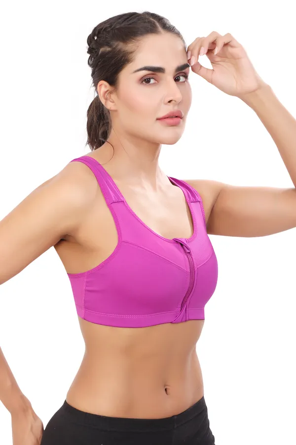Purple_High_Support_Padded_Front_Zip_Racerback_Sports_Bra_With_Adjustable_Straps_For_Women