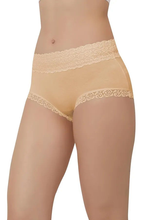 Beige_Cotton_Mid_Waist_Hipster_Panty_With_Lace_Waist_Size_For_Women