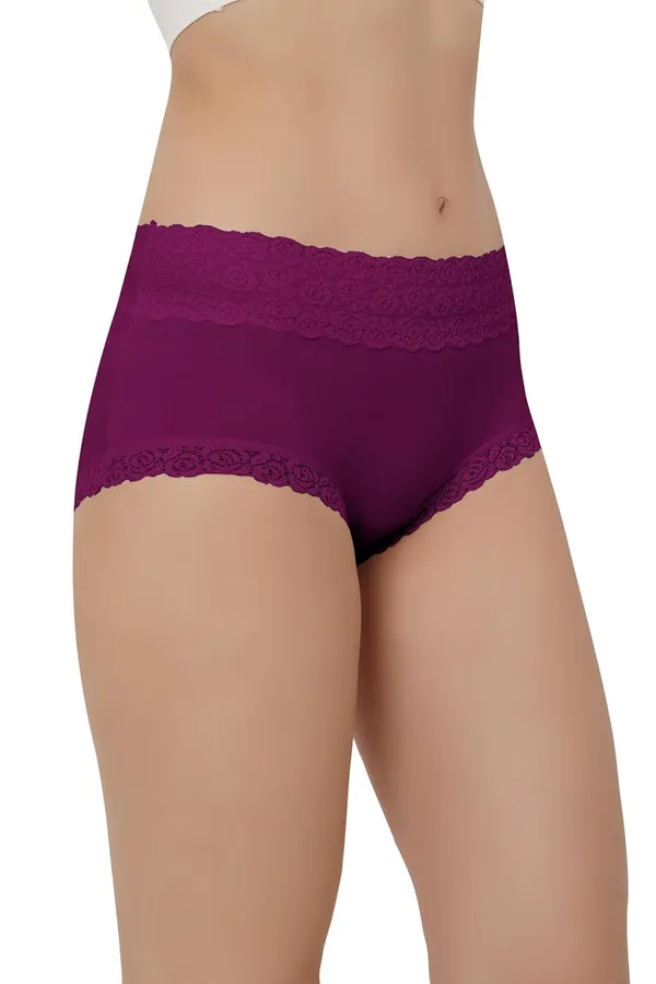 Wine_Cotton_Mid_Waist_Hipster_Panty_With_Lace_Waist_Size_For_Women