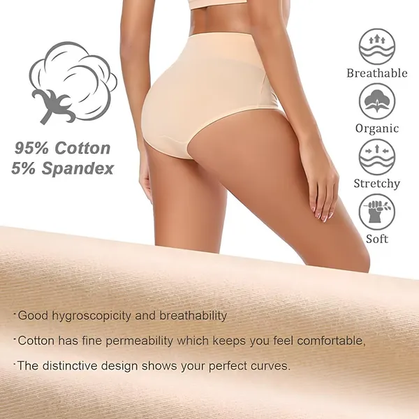 Beige_Fancy_Super_Combed_Cotton_High_Waist/Tummy_Control_Full_Coverage_Panty/Hipster_For_Women