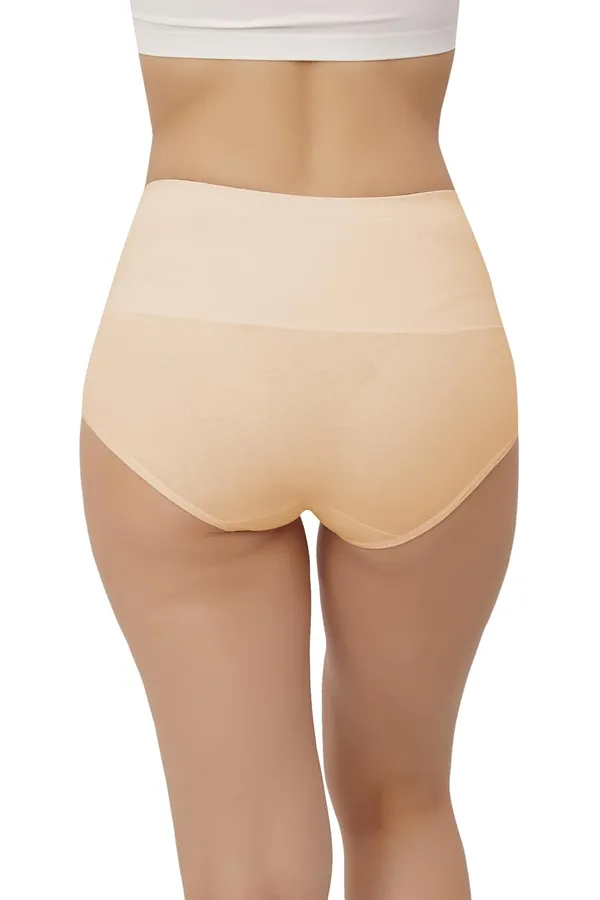 Beige_Fancy_Super_Combed_Cotton_High_Waist/Tummy_Control_Full_Coverage_Panty/Hipster_For_Women