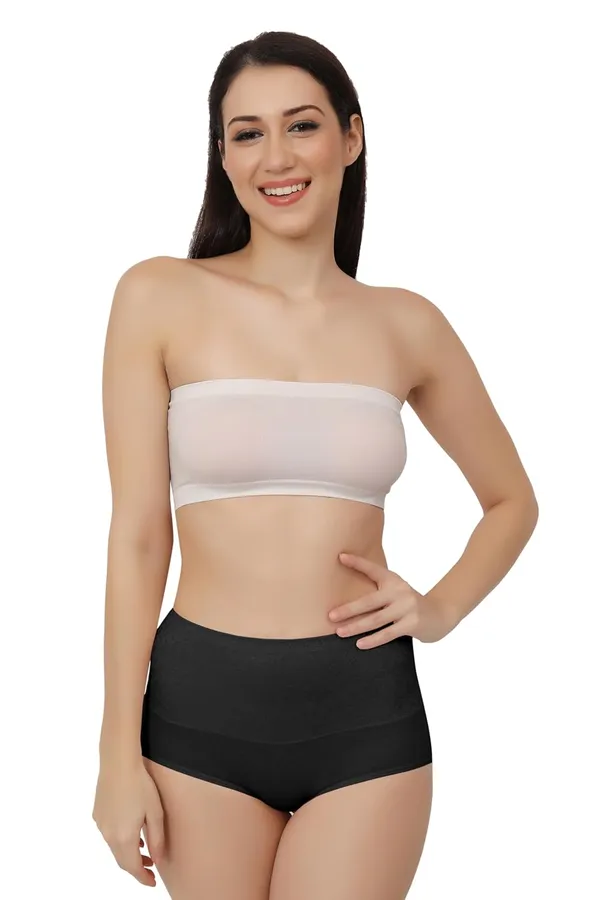 Black_Fancy_Super_Combed_Cotton_High_Waist/Tummy_Control_Full_Coverage_Panty/Hipster_For_Women