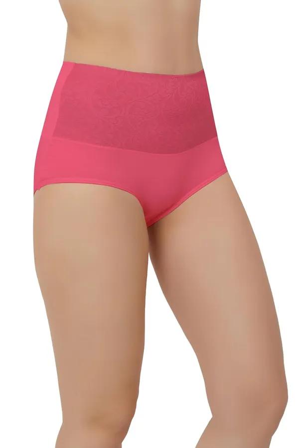 Pink_Fancy_Super_Combed_Cotton_High_Waist/Tummy_Control_Full_Coverage_Panty/Hipster_For_Women
