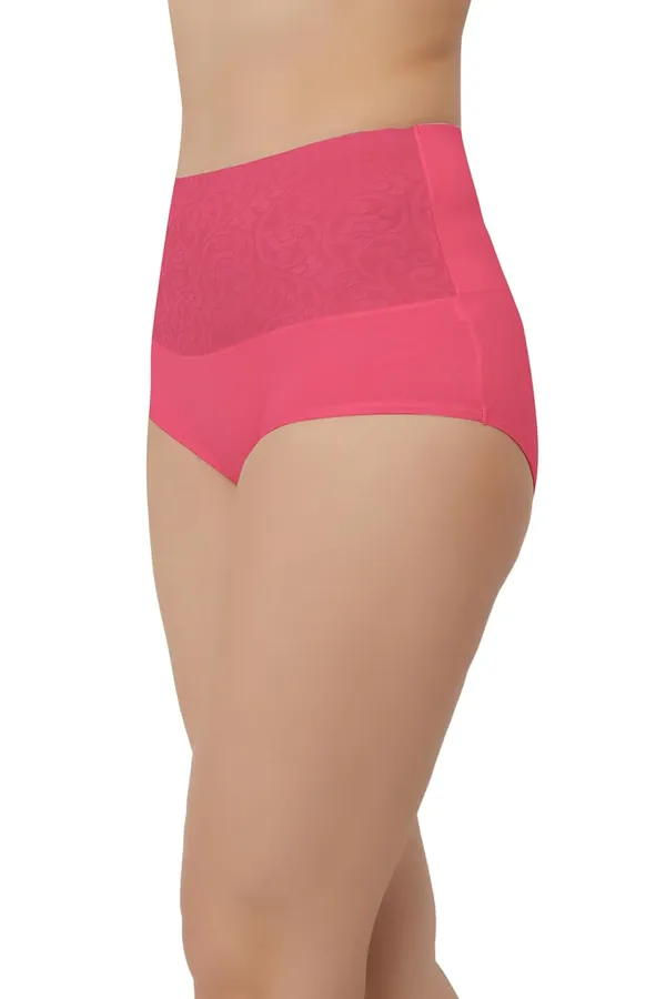 Pink_Fancy_Super_Combed_Cotton_High_Waist/Tummy_Control_Full_Coverage_Panty/Hipster_For_Women