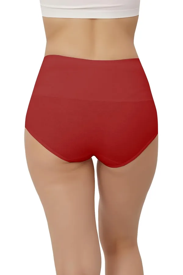 Red_Fancy_Super_Combed_Cotton_High_Waist/Tummy_Control_Full_Coverage_Panty/Hipster_For_Women