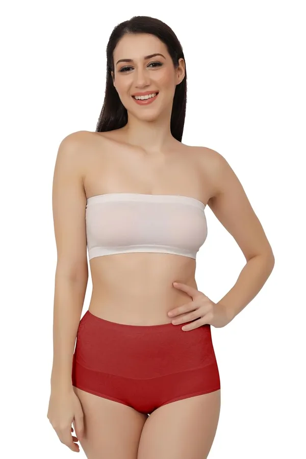 Red_Fancy_Super_Combed_Cotton_High_Waist/Tummy_Control_Full_Coverage_Panty/Hipster_For_Women