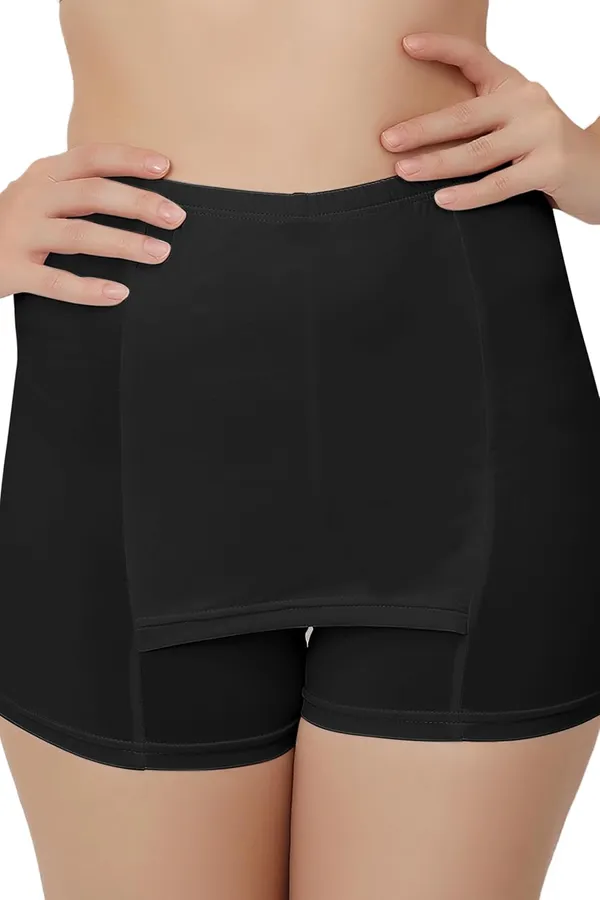Black_Double-Layer_Front_Crotch_Ice_Silk_Safety_Shorts,Seamless_Safety_Pants_For_Matching_Skirts_Dresses_Size_For_Women