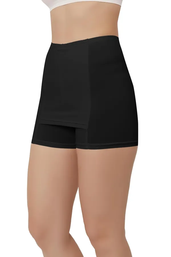 Black_Double-Layer_Front_Crotch_Ice_Silk_Safety_Shorts,Seamless_Safety_Pants_For_Matching_Skirts_Dresses_Size_For_Women
