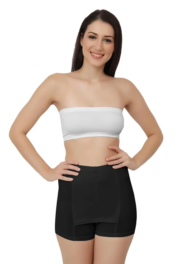 Black_Double-Layer_Front_Crotch_Ice_Silk_Safety_Shorts,Seamless_Safety_Pants_For_Matching_Skirts_Dresses_Size_For_Women