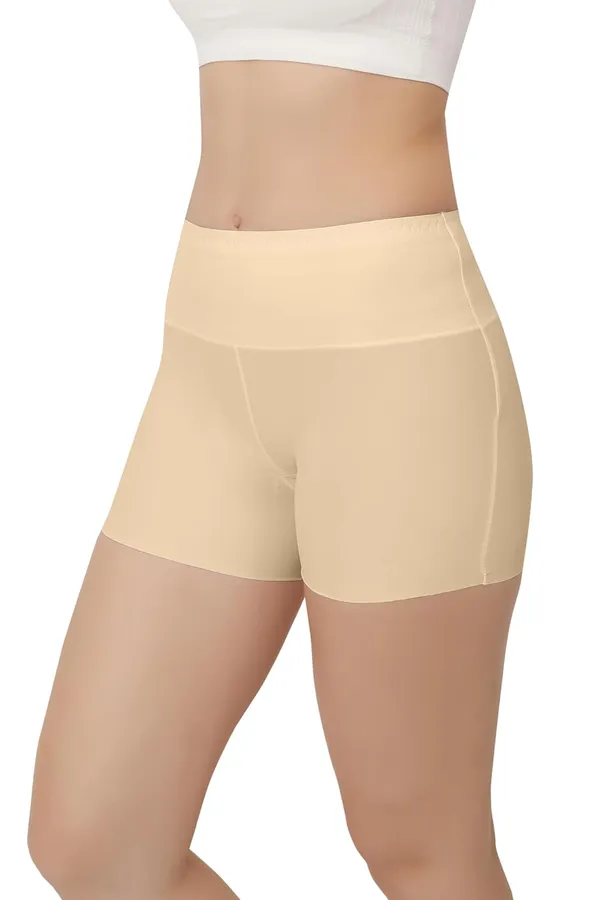 Beige_Women'S/Girl'S_Seamless_Smooth_Ice_Silk_Boyshort_Panty/Cycling_Shorts/Under_Skirt_Shorts,Free_Size_For_Women