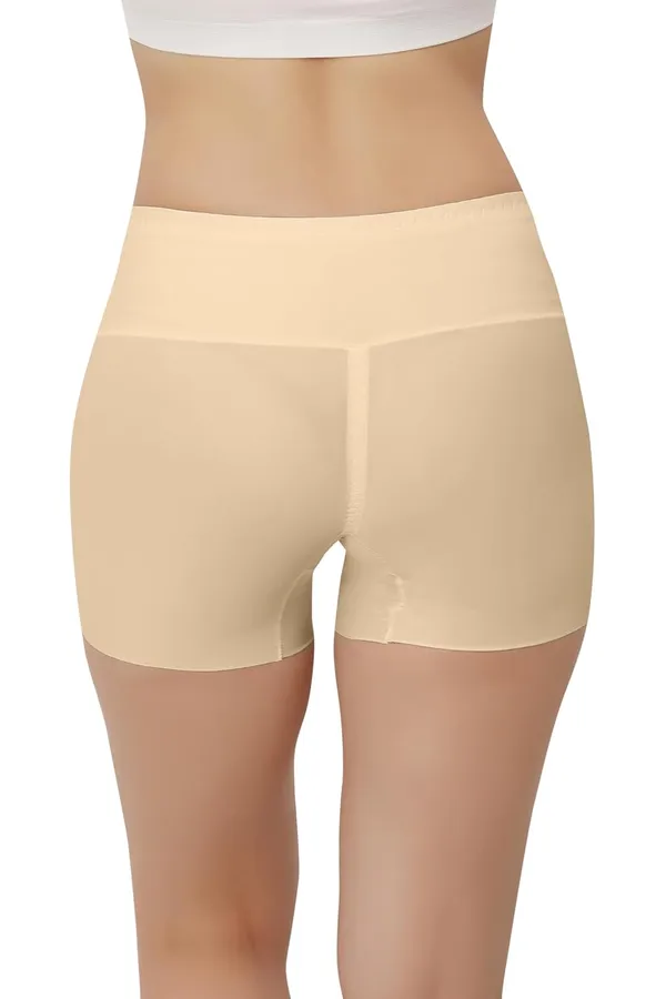 Beige_Women'S/Girl'S_Seamless_Smooth_Ice_Silk_Boyshort_Panty/Cycling_Shorts/Under_Skirt_Shorts,Free_Size_For_Women