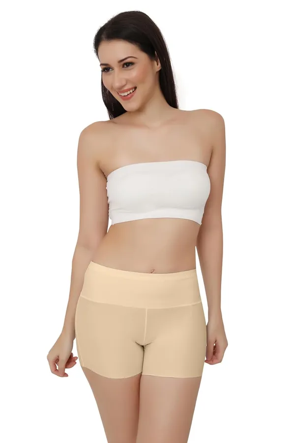 Beige_Women'S/Girl'S_Seamless_Smooth_Ice_Silk_Boyshort_Panty/Cycling_Shorts/Under_Skirt_Shorts,Free_Size_For_Women