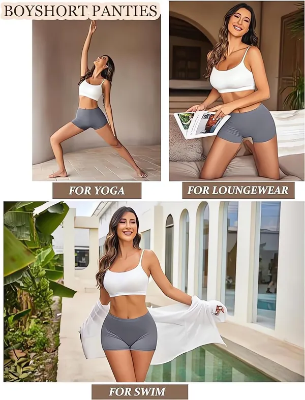 White_Women'S/Girl'S_Seamless_Smooth_Ice_Silk_Boyshort_Panty/Cycling_Shorts/Under_Skirt_Shorts,Free_Size_For_Women