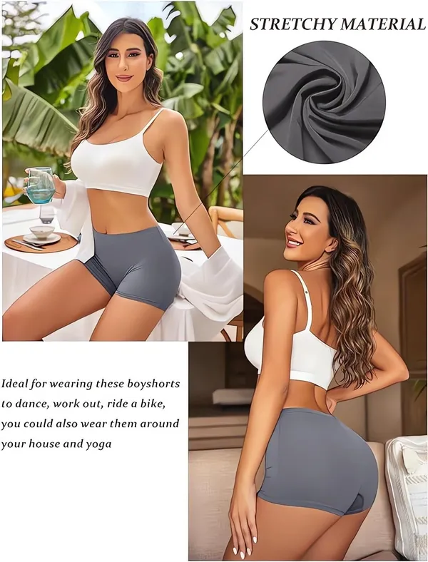 White_Women'S/Girl'S_Seamless_Smooth_Ice_Silk_Boyshort_Panty/Cycling_Shorts/Under_Skirt_Shorts,Free_Size_For_Women