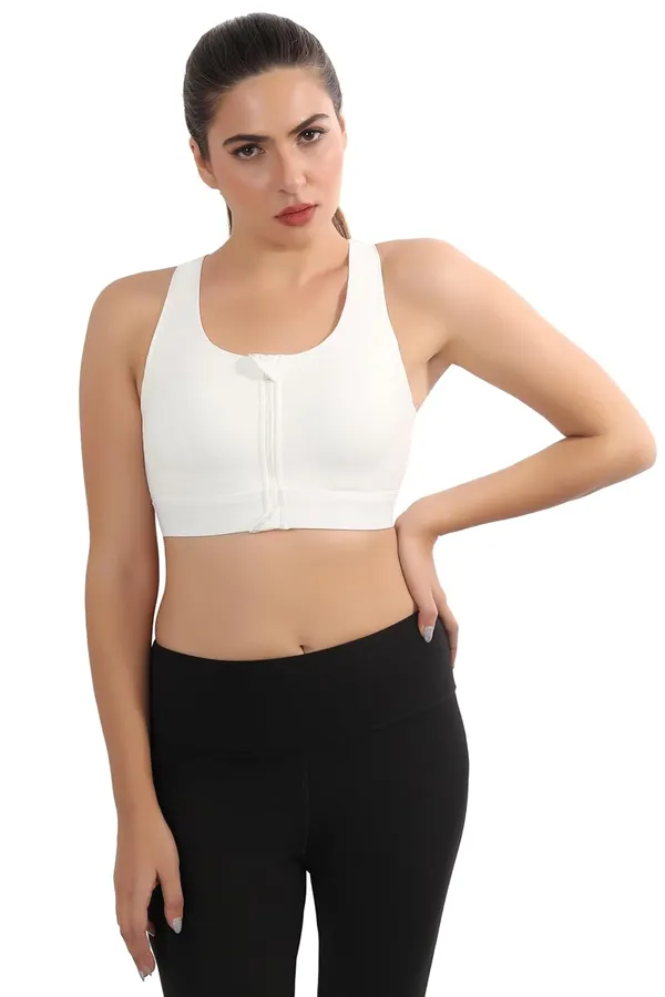 White_Front_Zip_Sports_Bra_-_Comfortable,_Supportive,_Easy_To_Wear_For_Women