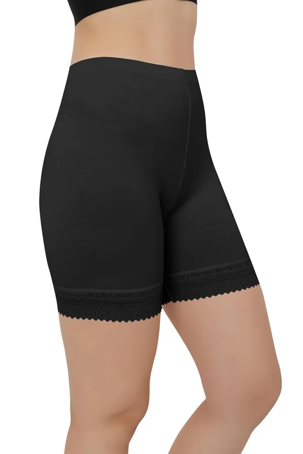 Black_Cotton_Lace_Boyshorts/Panty_|_4_Way_Stretch_Technology_|_Yoga,Cycling,_Sports_&_Workout__For_Women