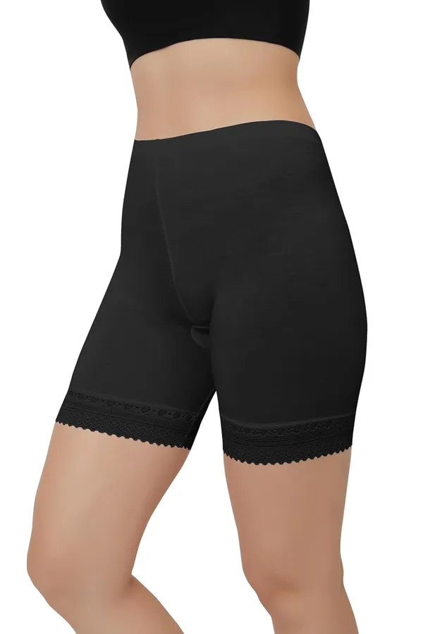 Black_Cotton_Lace_Boyshorts/Panty_|_4_Way_Stretch_Technology_|_Yoga,Cycling,_Sports_&_Workout__For_Women
