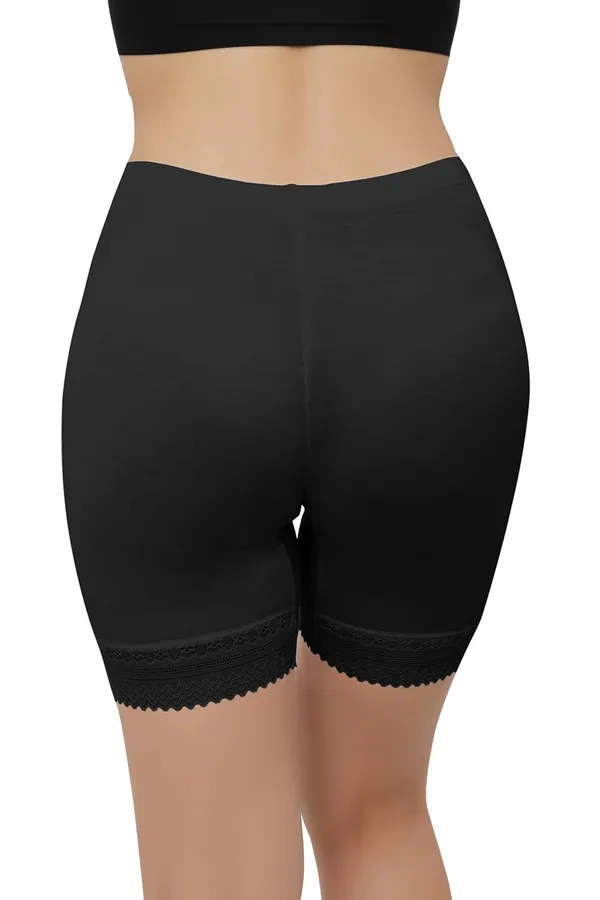 Black_Cotton_Lace_Boyshorts/Panty_|_4_Way_Stretch_Technology_|_Yoga,Cycling,_Sports_&_Workout__For_Women
