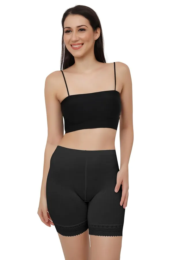Black_Cotton_Lace_Boyshorts/Panty_|_4_Way_Stretch_Technology_|_Yoga,Cycling,_Sports_&_Workout__For_Women