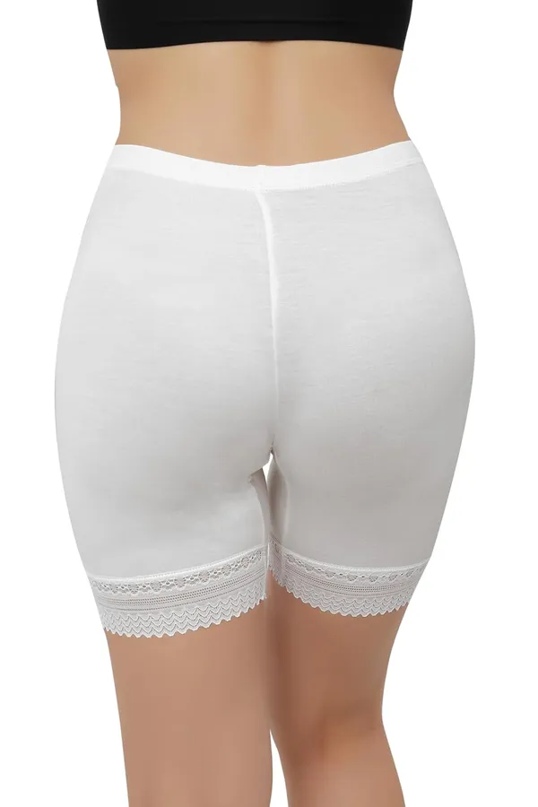 White_Cotton_Lace_Boyshorts/Panty_|_4_Way_Stretch_Technology_|_Yoga,Cycling,_Sports_&_Workout__For_Women