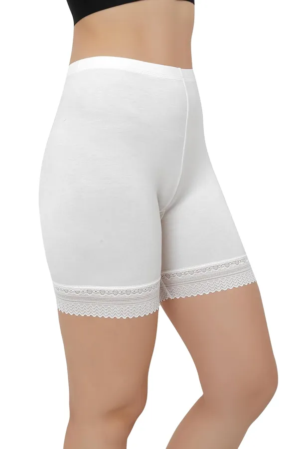 White_Cotton_Lace_Boyshorts/Panty_|_4_Way_Stretch_Technology_|_Yoga,Cycling,_Sports_&_Workout__For_Women