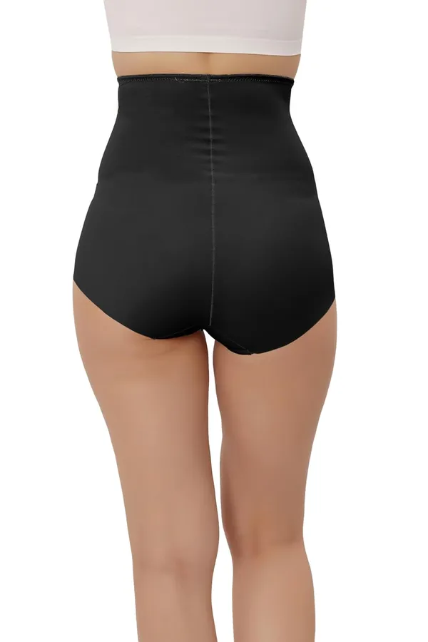 Black_Silk_High_Waist_Tummy_Tucker_Shapewear_Brief_Panty_|_Butt_Lifter_|_Body_Shaper_|_Seamless,_Comfortable,_Slimming_For_Women