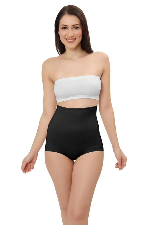 Black_Silk_High_Waist_Tummy_Tucker_Shapewear_Brief_Panty_|_Butt_Lifter_|_Body_Shaper_|_Seamless,_Comfortable,_Slimming_For_Women